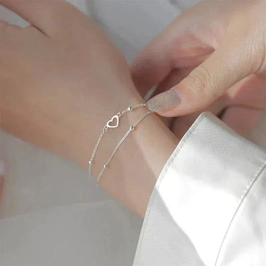 Elises | Handcrafted with Heart Accent | Silver Bracelet