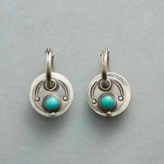 Elises | Chic Boho Jewelry with Turquoise Charm | Silver Earrings