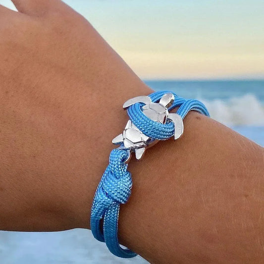 Elises | Nature-inspired turtle | White and turquoise bracelet