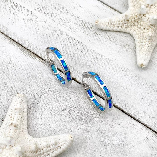 Elises | Blue Opal Stud | Silver Earrings