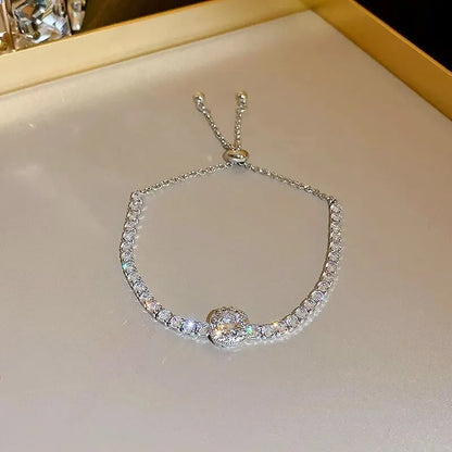 Elises | Adjustable Luxury Wedding Square Stone | Silver and Gold Bracelet