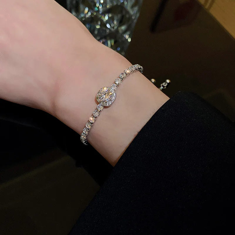 Elises | Adjustable Luxury Wedding Square Stone | Silver and Gold Bracelet