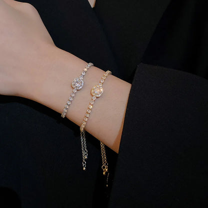 Elises | Adjustable Luxury Wedding Square Stone | Silver and Gold Bracelet