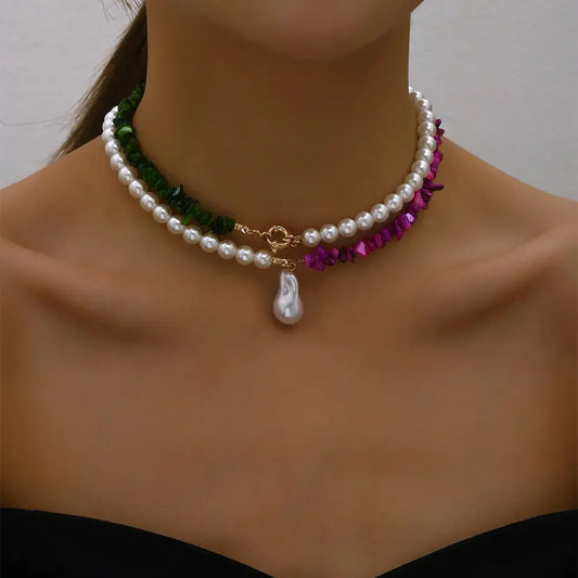 Elises | Unique Baroque Pearl Strand | Silver Necklace Accent
